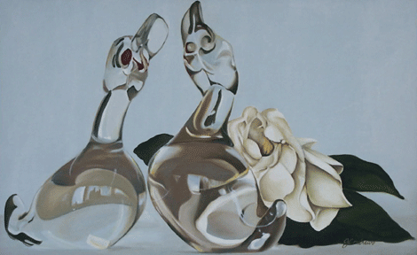 glass duck painting